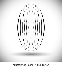 Oval made of dots of different sizes. Abstract halftone design.