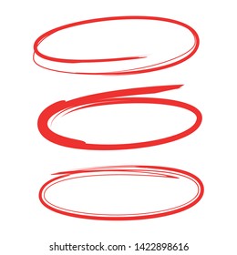 oval markers red hand drawn sketch line vector