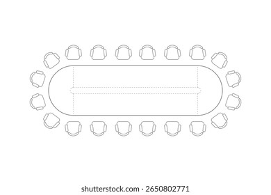Mesa de Reunião Oval e 10 Layouts de Assentos Coleção - Planos de Chão de Sala de Conferência. 1
