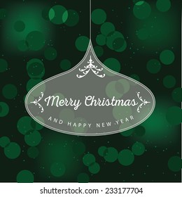 Oval Merry Christmas ornament on bokeh background EPS 10 vector stock illustration