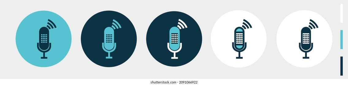 oval microphone set for podcast isolated on white