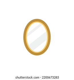 Oval Mirror Icon In Color, Isolated On White Background 