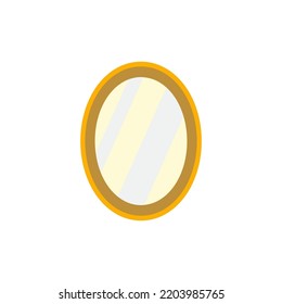 Oval Mirror Icon In Color, Isolated On White Background 