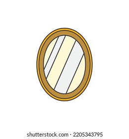 Oval Mirror Icon In Color, Isolated On White Background 