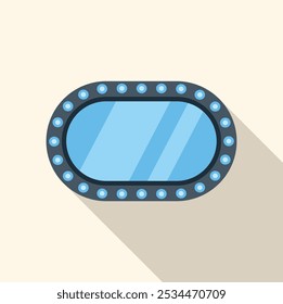 Oval mirror with light bulbs for applying makeup, reflecting surface for beauty procedures
