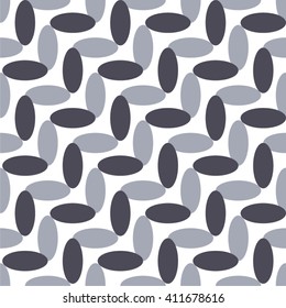 Oval in monochrome pattern, seamless vector background.