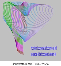 Oval, multi-colored wave, pink, blue, green, gray light background.