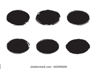 Oval Object  with Grunge Style for Design Use.Set of Brush Strokes Ovals of Paint for Banner Vector Illustration.