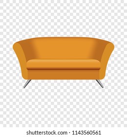 Oval orange sofa mockup. Realistic illustration of oval orange sofa vector mockup for on transparent background