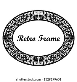 Oval ornamental decorative art deco vintage border frame.