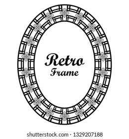 Oval ornamental decorative art deco vintage border frame.