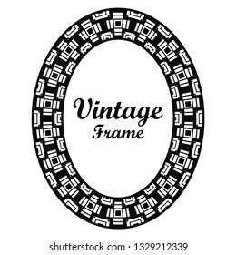 Oval ornamental decorative art deco vintage border frame.
