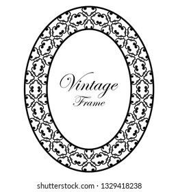 Oval ornamental decorative art deco vintage border frame.