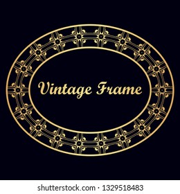 Oval ornamental decorative art deco vintage border frame.