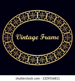 Oval ornamental decorative art deco vintage border frame.