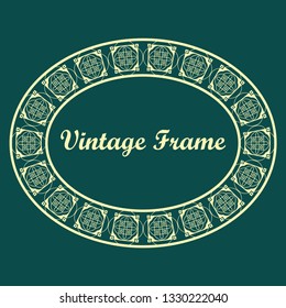 Oval ornamental decorative art deco vintage border frame.