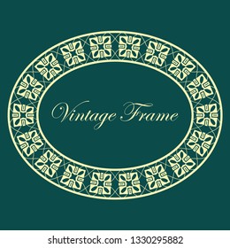 Oval ornamental decorative art deco vintage border frame.