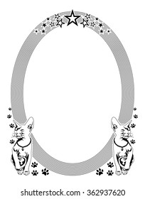 Oval outline frame with Sphynx cats