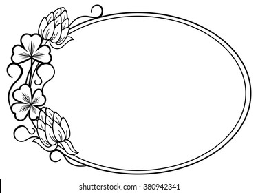 Oval Outline Label Clovers Free Space Stock Vector (Royalty Free ...