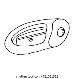 Oval pencil sharpener. Vector illustration.
