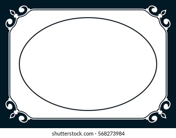 Oval photo frame border passe-partout vector simple