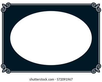Oval photo frame border passe-partout vector simple