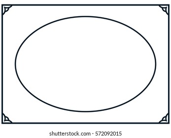 Oval photo frame border passe-partout vector simple