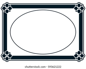 Oval photo frame border passe-partout vector simple