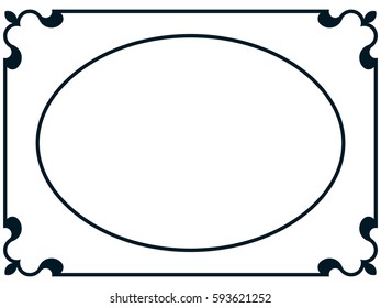 Oval photo frame border passe-partout vector simple