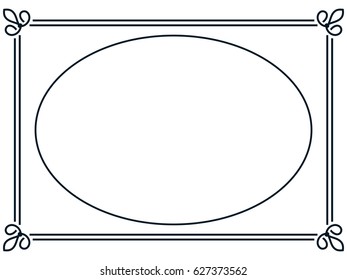Oval photo frame border passe-partout vector simple