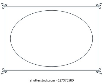 Oval photo frame border passe-partout vector simple