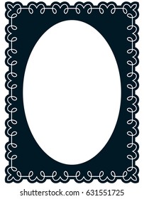 Oval photo frame border passe-partout vector simple