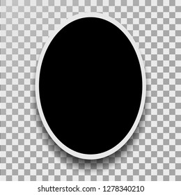 Oval Photo Frame Template Isolated on Transparent Background. Simple Retro Style. Vector Illustration