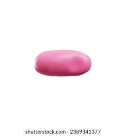 Oval piece of plasticine, realistic 3D vector illustration isolated on white background. Cartoon funny object or simple pink icon for design. Decoration plasticine element