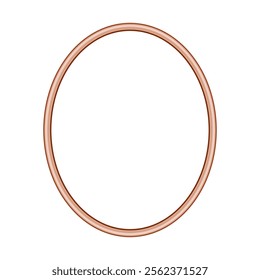 Oval pink gold frame. Isolated luxury oval rosegold border. Copper ellipse frame mockup design element. Vector illustration.