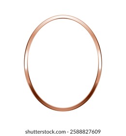 Oval pink gold frame. Isolated luxury oval rose gold border. Copper ellipse flat frame mockup design element. Vector illustration.