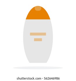 Oval plastic cosmetic container vector flat material design object. Isolated illustration on white background.