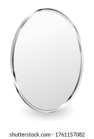 oval plate with metallic frame drop shadow on white background