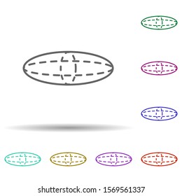 Oval with poles multi color icon. Simple thin line, outline vector of geometric figures icons for ui and ux, website or mobile application