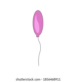 Oval purple balloon isolated on white background. Vector illustration