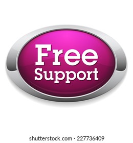 Oval purple free support button on white background