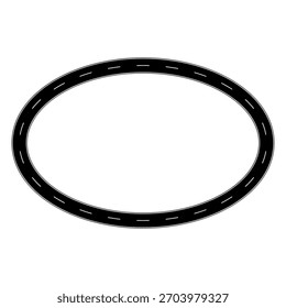 Oval Race Track Road, Vector Frame Isolated Top View Illustration
