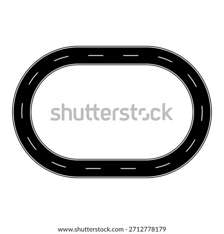 Oval racetrack loop dashed lines black road vector motion path
