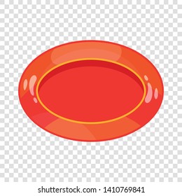 Oval red button icon. Cartoon illustration of oval red button vector icon for web