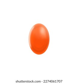 Oval red pill, medication and pharmacy concepts - 3d vector illustration isolated on white background. Realistic mockup of bio active additive drug. Healthcare and pharmacy.