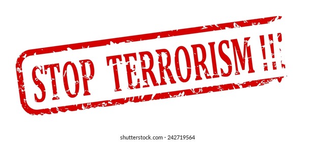 Oval red stamp with the word stop terrorism - illustration