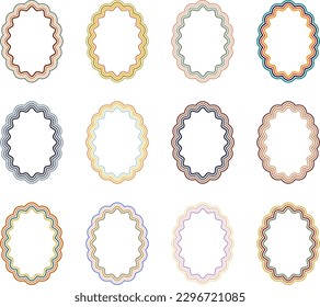 Oval retro frames with colorful wavy lines