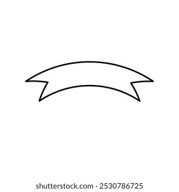 Oval ribbon, sign board. Black and white vector illustration.