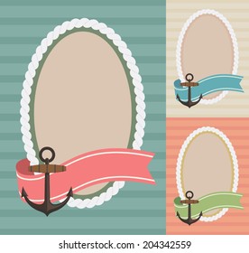 Oval rope frame with ribbon and anchor (plus two recolors)