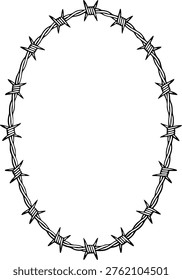 Oval round barbed wire frame.